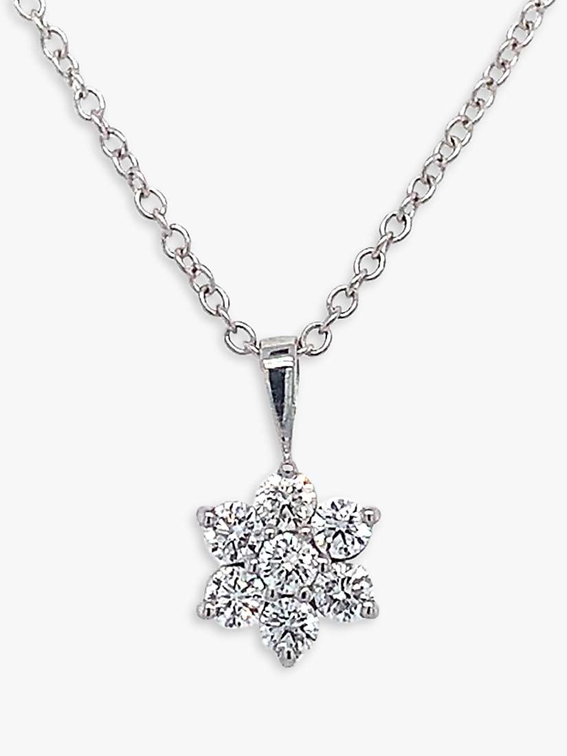 Buy E.W Adams 18ct White Gold Diamond Flower Cluster Pendant Necklace Online at johnlewis.com
