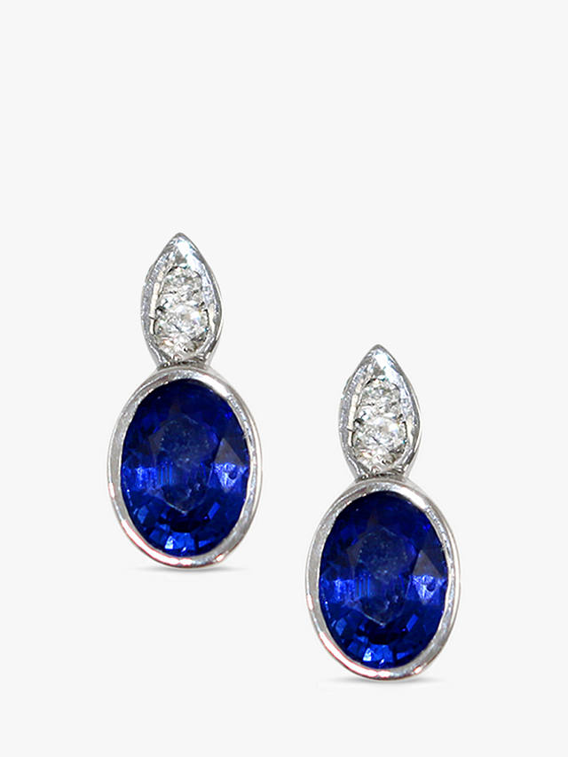 E.W Adams 18ct White Gold Sapphire & Diamond Pear Shape Stud Earrings