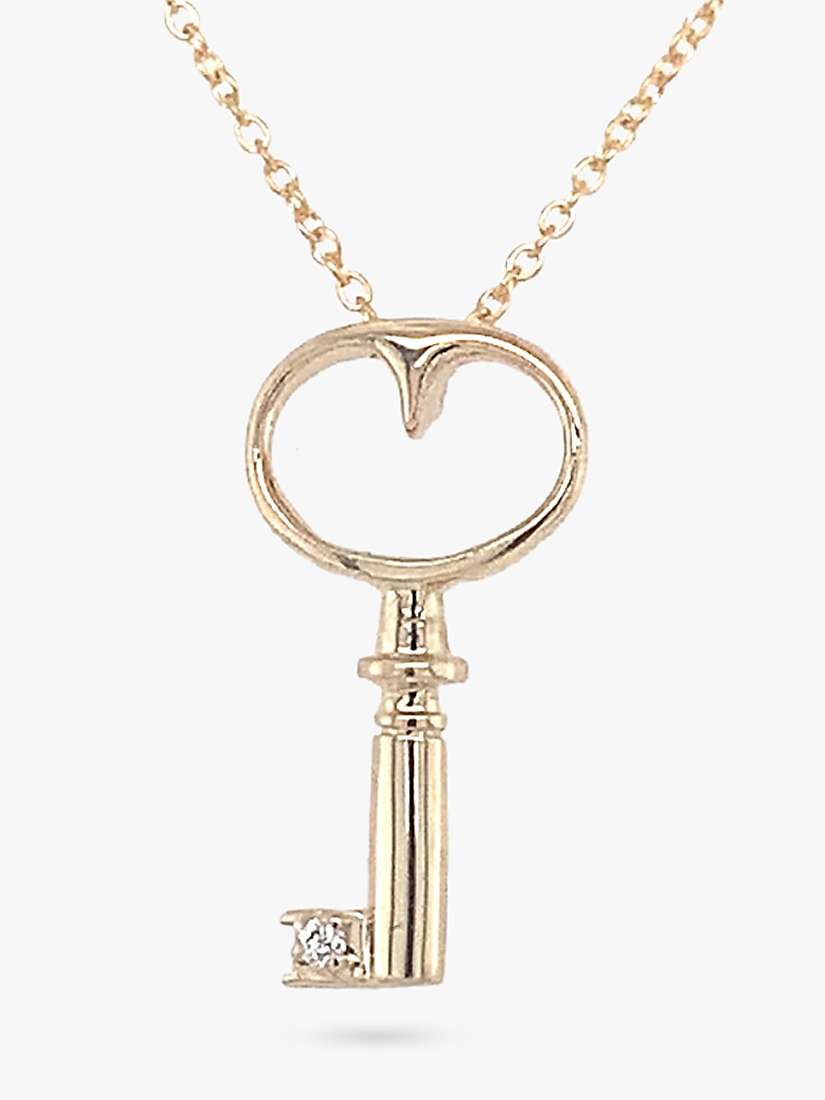 Buy London Road 9ct Yellow Gold Diamond Key Pendant Necklace, Gold Online at johnlewis.com