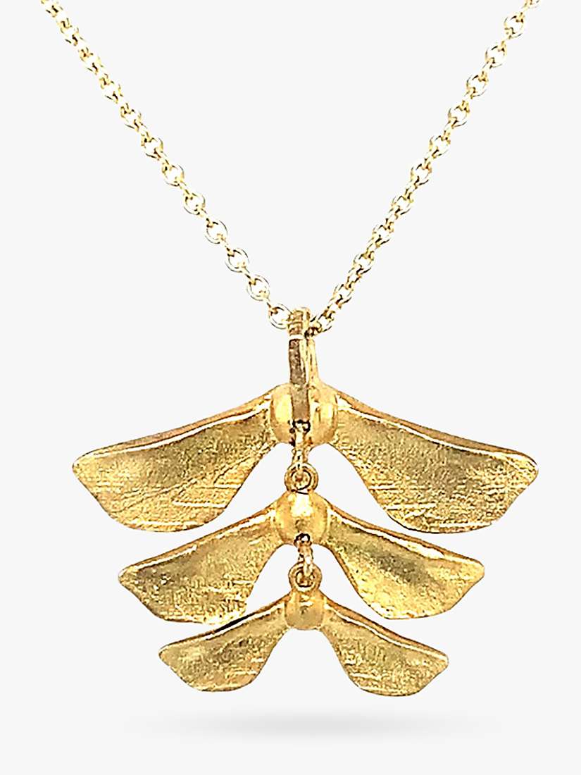 Buy London Road 9ct Yellow Gold Sycamore Seeds Pendant Necklace, Gold Online at johnlewis.com