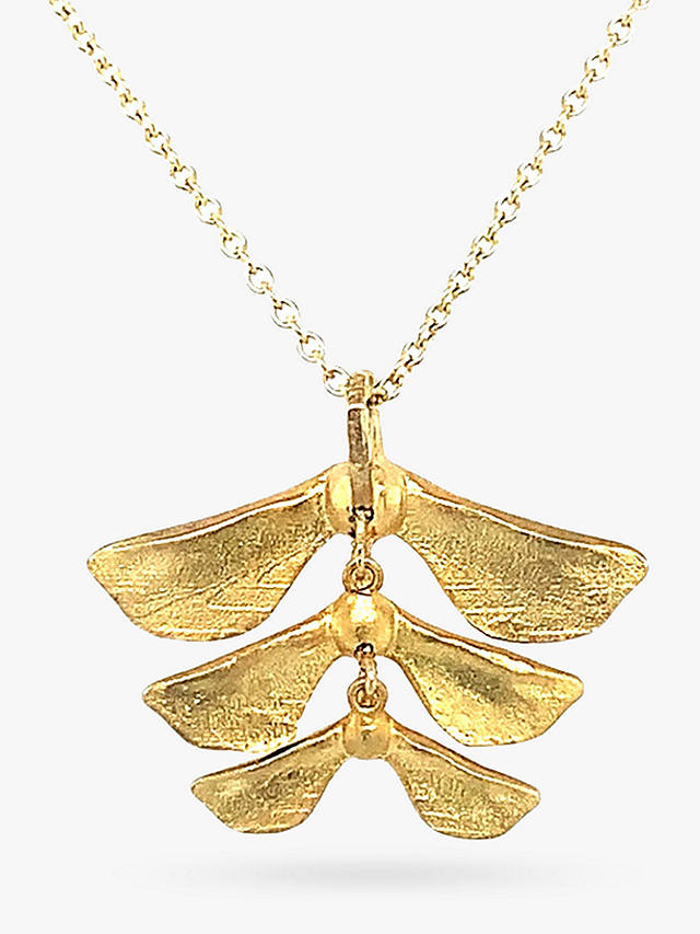 London Road 9ct Yellow Gold Sycamore Seeds Pendant Necklace, Gold
