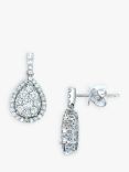 E.W Adams 18ct White Gold Diamond Cluster Pear Shape Drop Earrings
