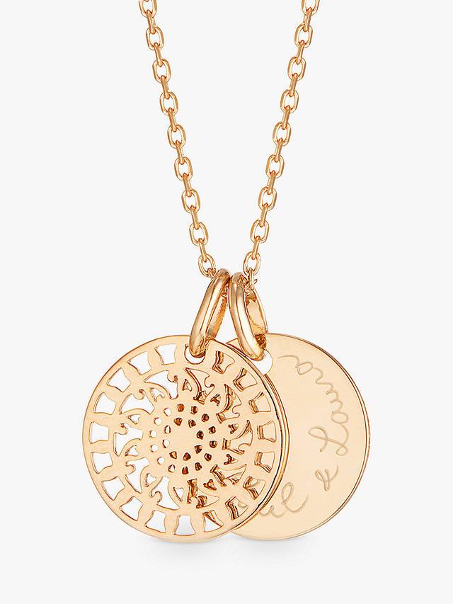 Merci Maman Personalised Cut Out Charm Disc Pendant Necklace, Gold