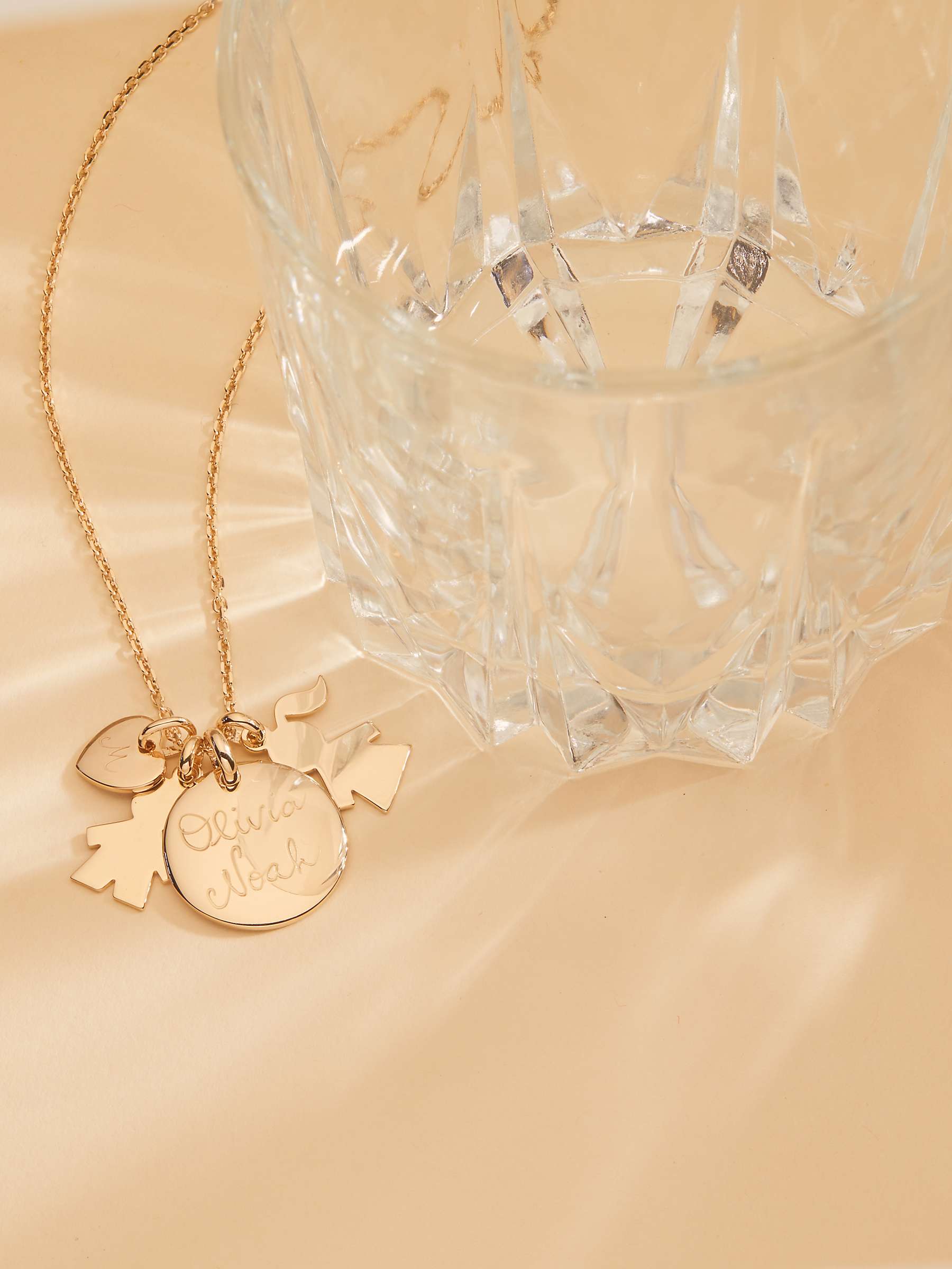 Buy Merci Maman Personalised Girl & Boy Heart Disc Pendant Necklace Online at johnlewis.com