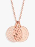 Merci Maman Personalised Cut Out Charm Disc Pendant Necklace, Rose Gold