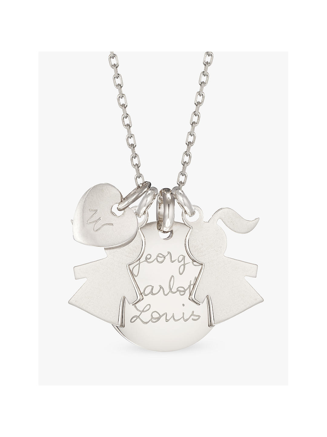 Merci Maman Personalised Girls Heart Disc Pendant Necklace, Silver