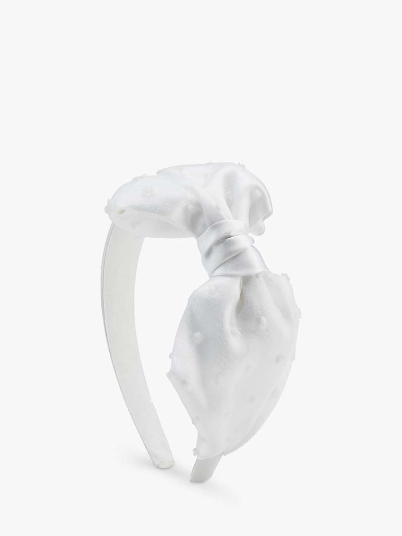 Buy Stych Kids' Occasion Bow Plain Headband, White Online at johnlewis.com
