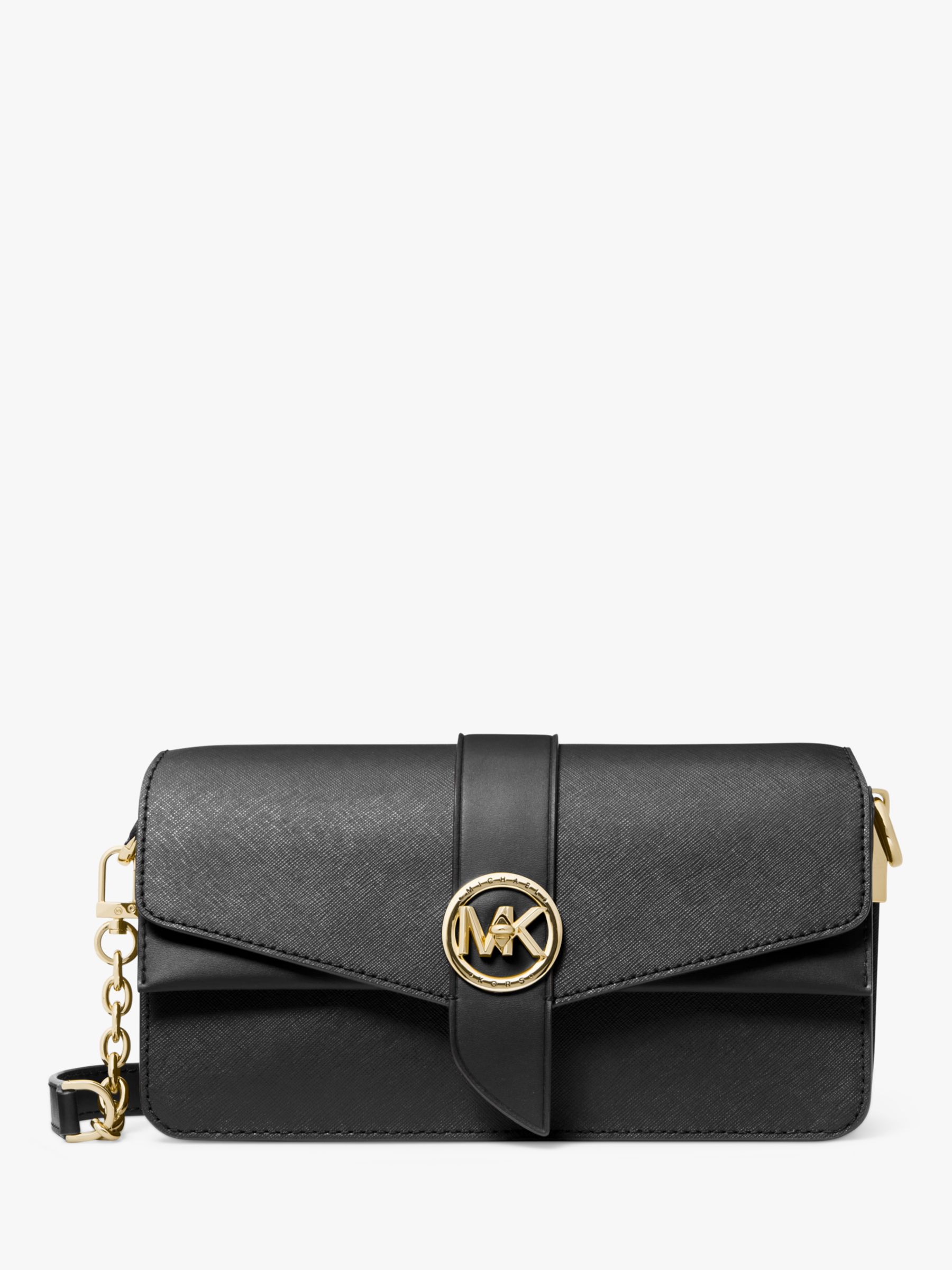 MICHAEL Michael Kors Greenwich Leather Shoulder Bag, Black