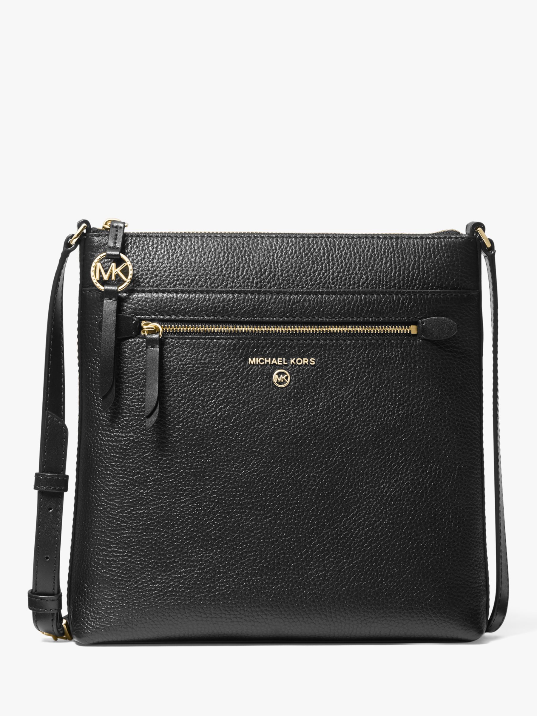 MICHAEL Michael Kors North/South Leather Cross Body Bag, Black