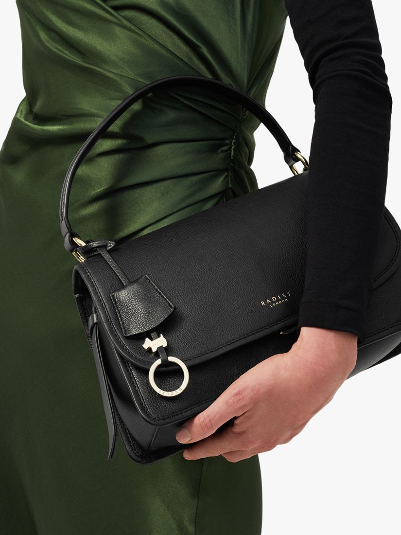 Radley Cording Street Leather Grab Bag, Black at John Lewis & Partners