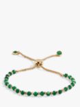 Joma Jewellery Bohemia Green Agate Chain Bracelet, Gold