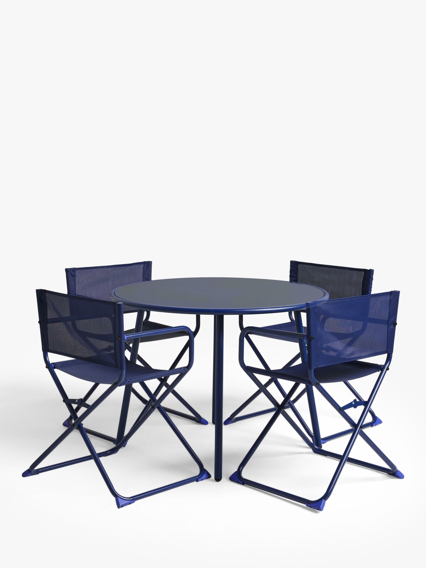 Photo of John lewis anyday brights 4-seater metal round garden dining table & chairs set estate blue