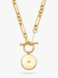 Estella Bartlett Cubic Zirconia T Bar Coin Link Necklace, Gold