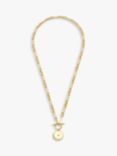 Estella Bartlett Cubic Zirconia T Bar Coin Link Necklace, Gold