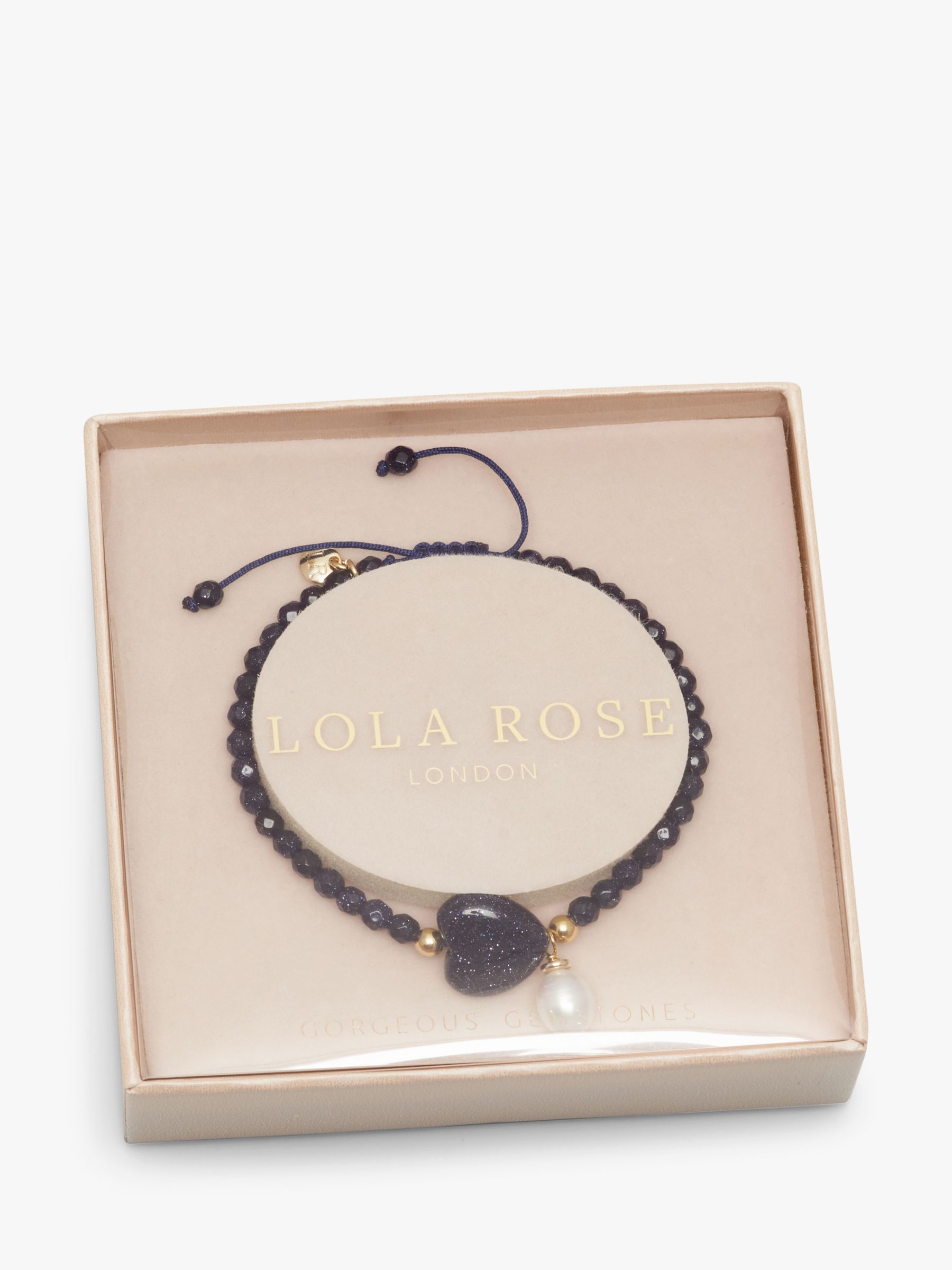 Lola Rose Arlen Heart & Pearl Beaded Bracelet, Blue Sandstone