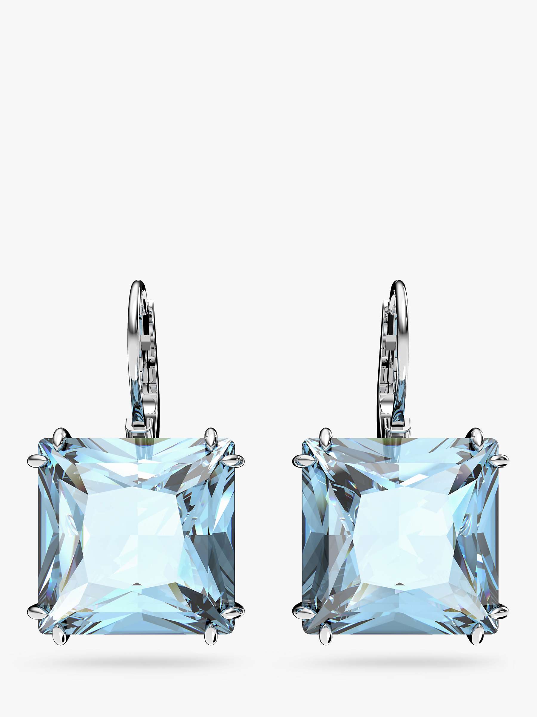 Buy Swarovski Millenia Square Cut Crystal Drop Earrings, Aquamarine/Silver Online at johnlewis.com