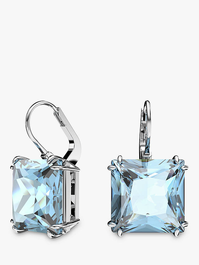 Swarovski Millenia Square Cut Crystal Drop Earrings, Aquamarine/Silver