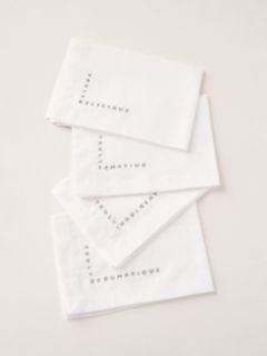Truly Linen Cotton Blend Embroidered Napkins, Set of 4, White