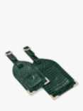 Aspinal of London Croc Leather Luggage Tag, Set of 2, Evergreen
