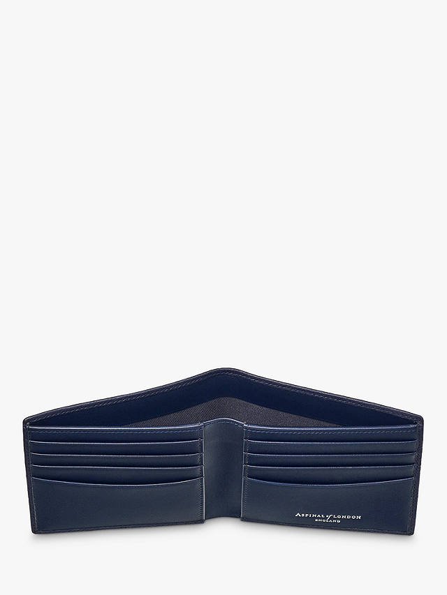 Aspinal of London 8 Card Billfold Saffiano Leather Wallet, Navy