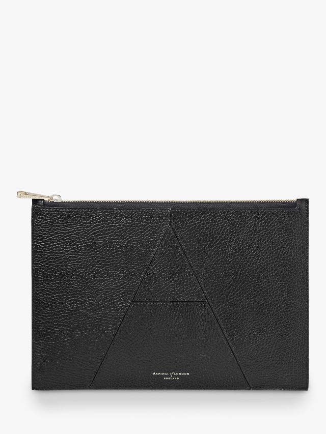 Aspinal of London Essential Leather Large A Pouch, Black