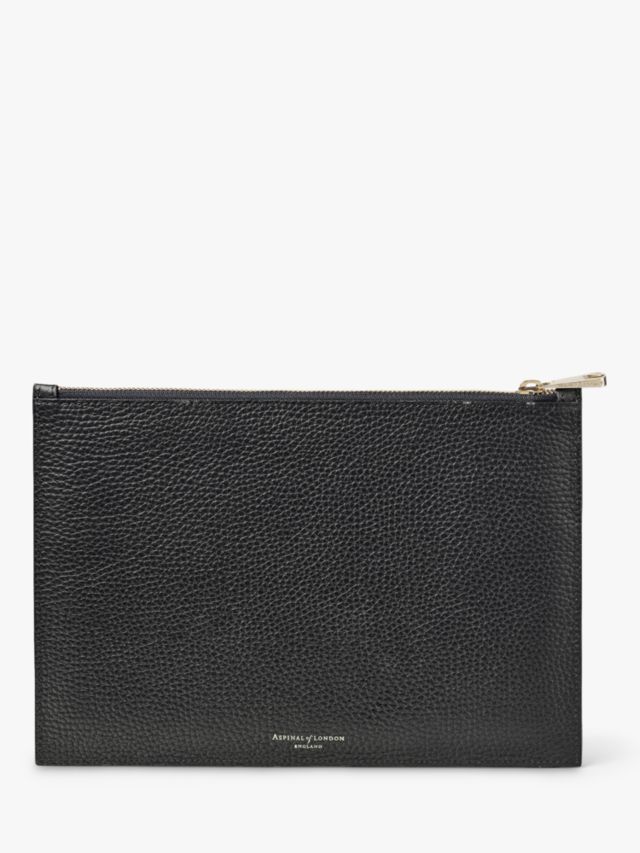 Aspinal of London Essential Leather Large A Pouch, Black