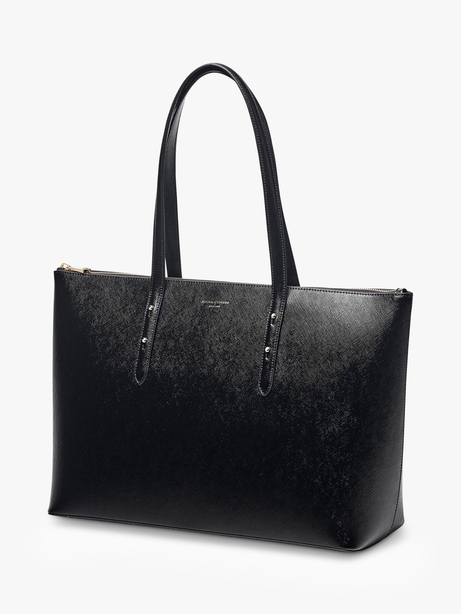 Aspinal of London Regent Saffiano Leather Zip-Top Tote Bag, Black
