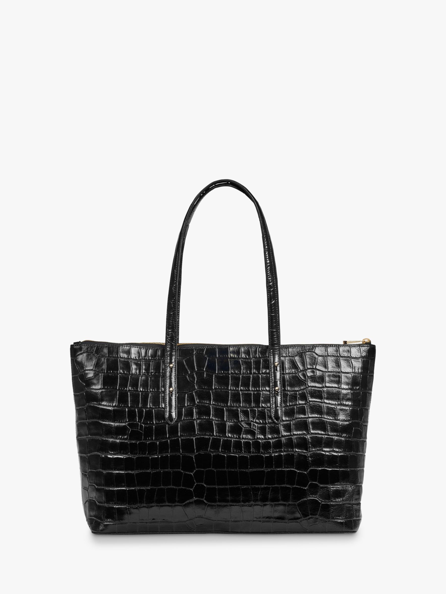 Aspinal of London Regent Croc Leather Zip Tote Bag, Black