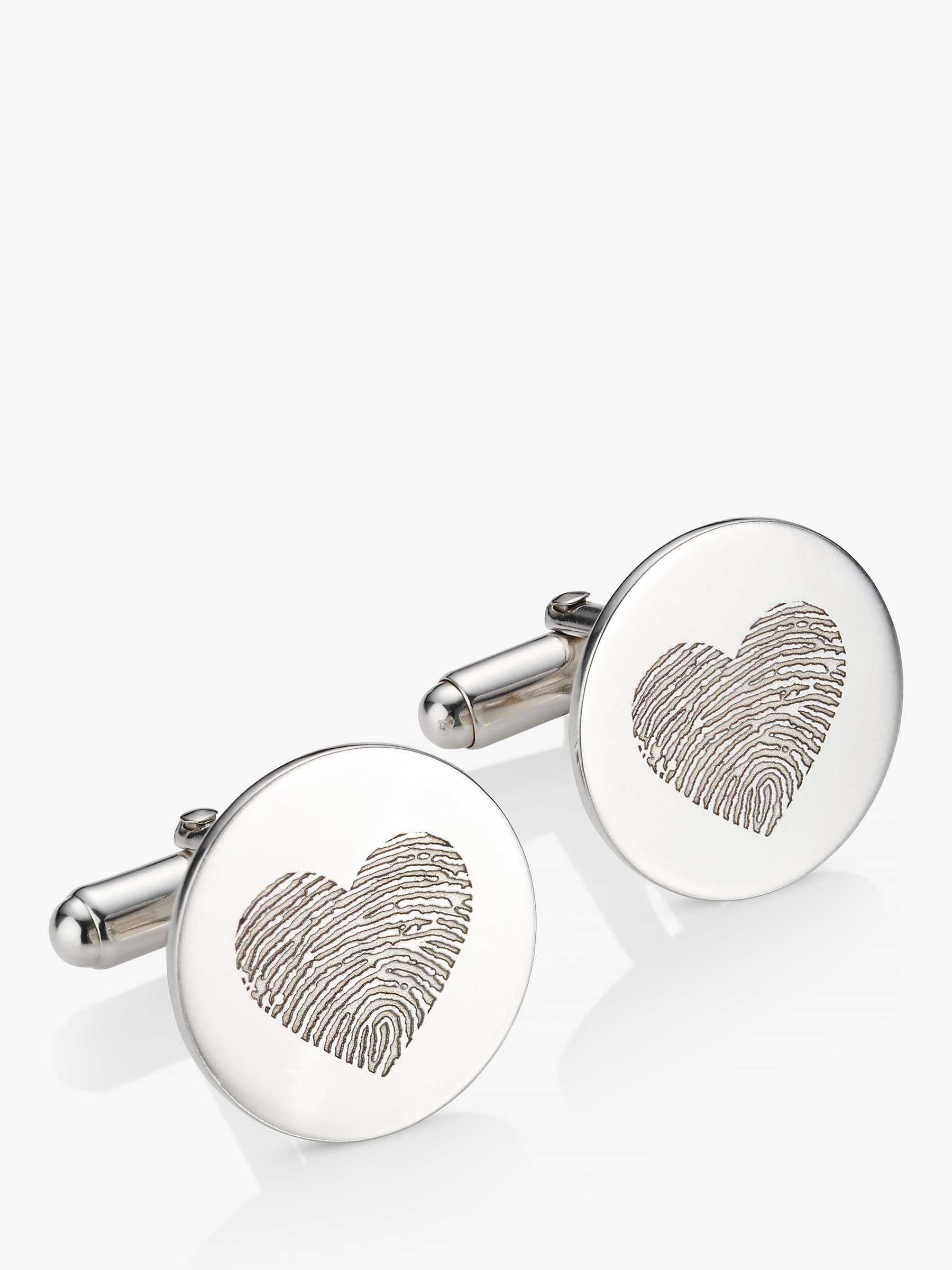 Buy Under the Rose Personalised Heart Fingerprint Cufflinks, Silver Online at johnlewis.com