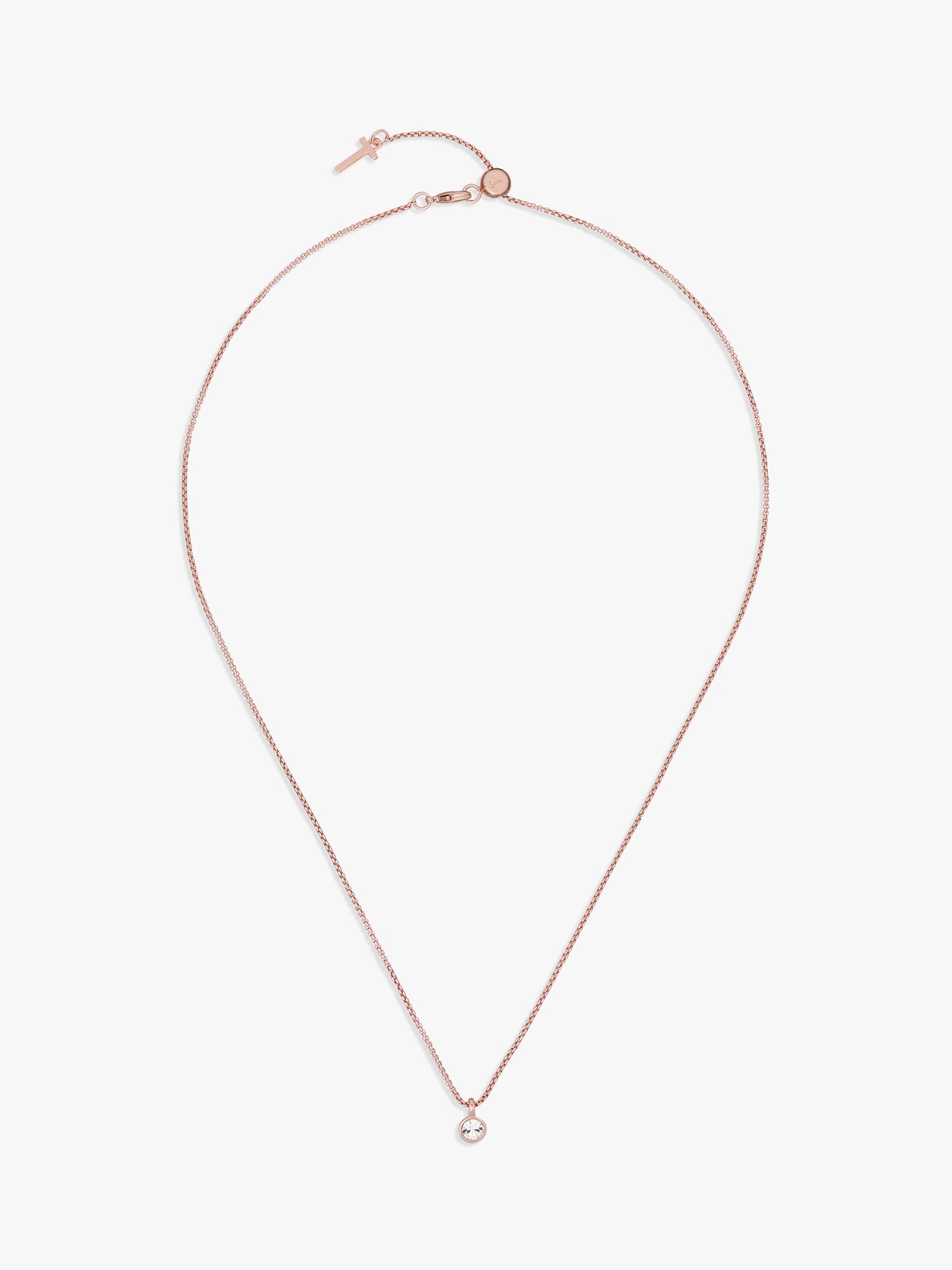 Ted Baker Sininaa Crystal Pendant Necklace, Rose Gold at John Lewis ...