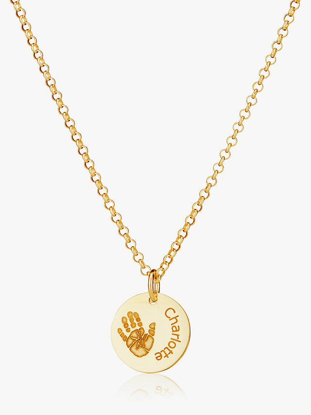 Under the Rose Personalised Hand or Foot Print Pendant Necklace, Gold