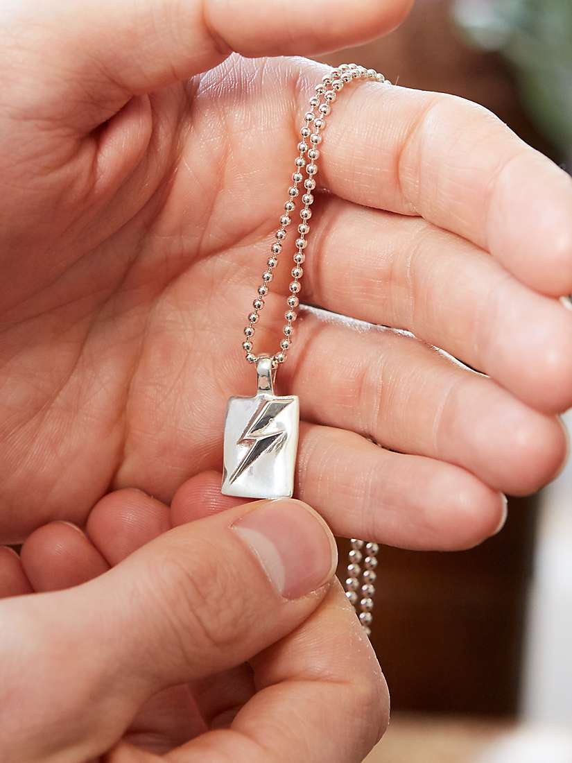 Buy Under the Rose Personalised Lightening Bolt Pendant Necklace, Silver Online at johnlewis.com