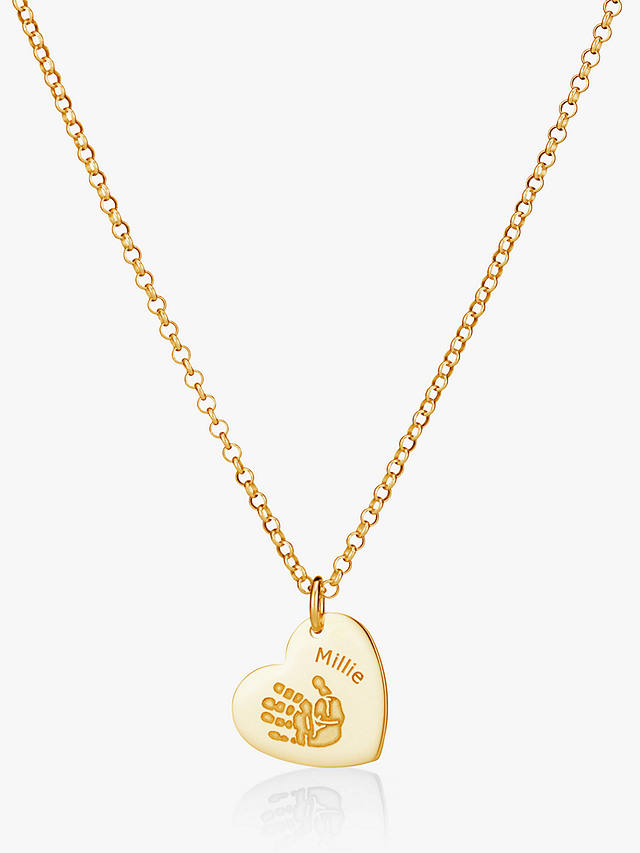 Under the Rose Personalised Hand or Foot Print Heart Pendant Necklace, Gold