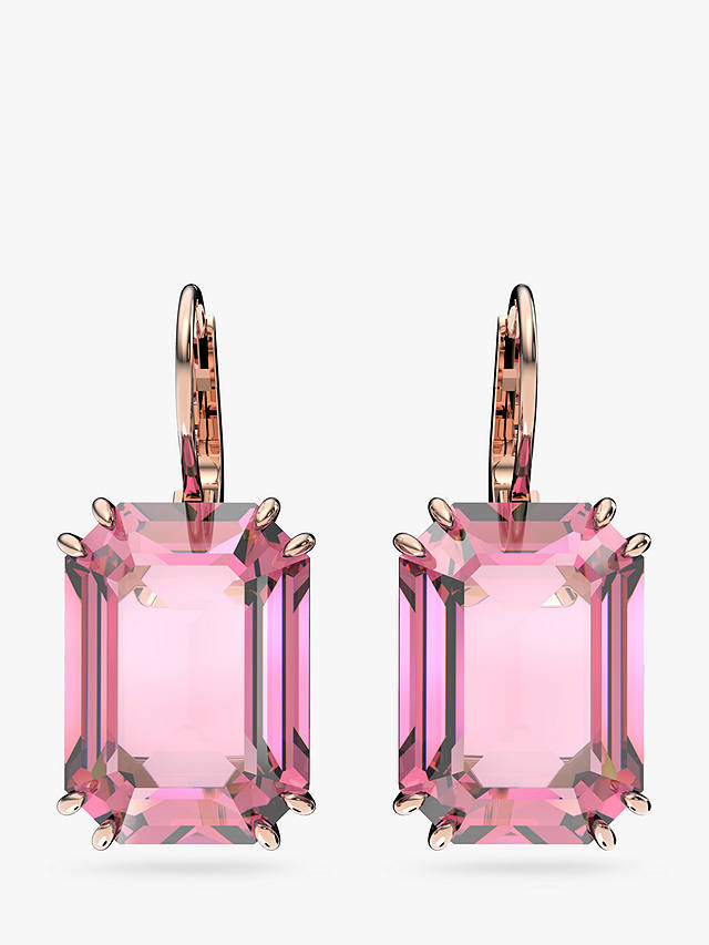 Swarovski Millenia Octagon Cut Crystal Drop Earrings, Pink/Rose Gold