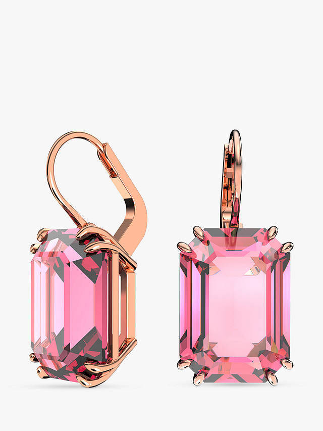 Swarovski Millenia Octagon Cut Crystal Drop Earrings, Pink/Rose Gold