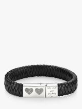 Mens Personalised Black Cord Silver Hook Bracelet