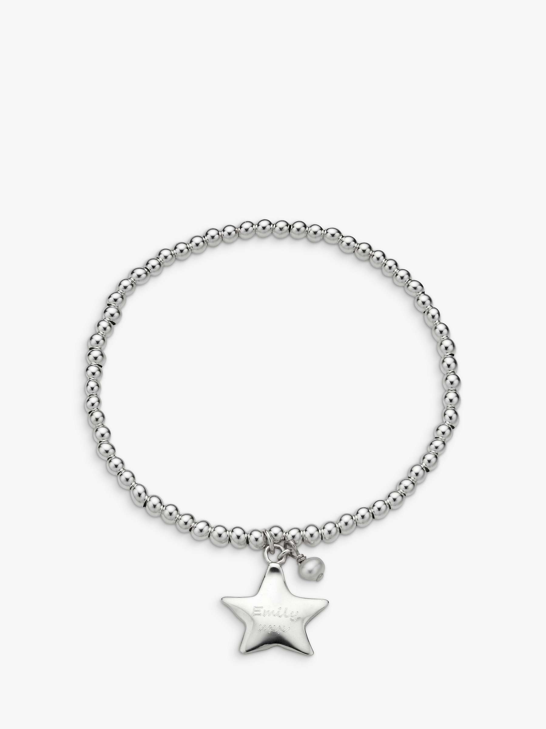 Buy Under the Rose Personalised Engraved Star Beaded Bracelet, Silver Online at johnlewis.com