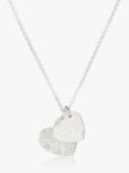 Under the Rose Personalised Fingerprint Double Heart Pendant Necklace, Silver