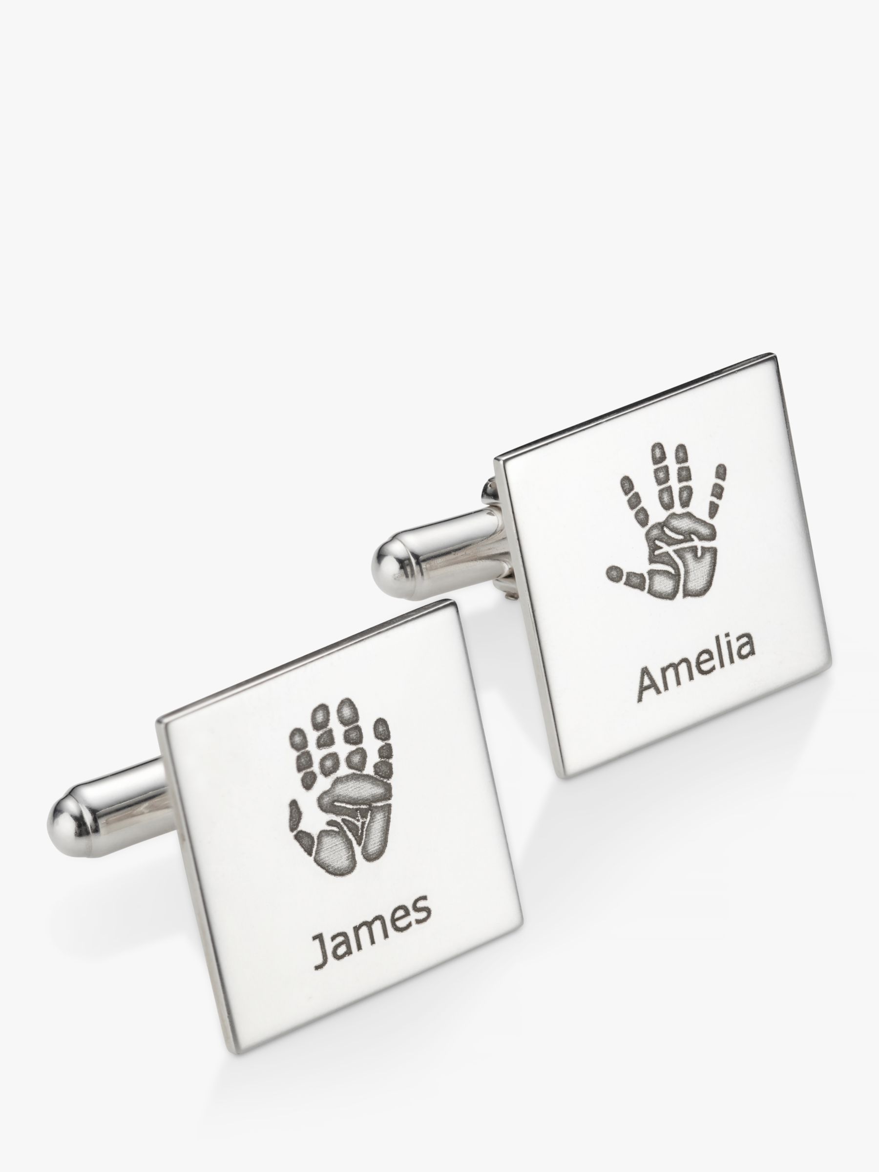 Under the Rose Personalised Hand or Foot Print & Name Cufflinks, Silver