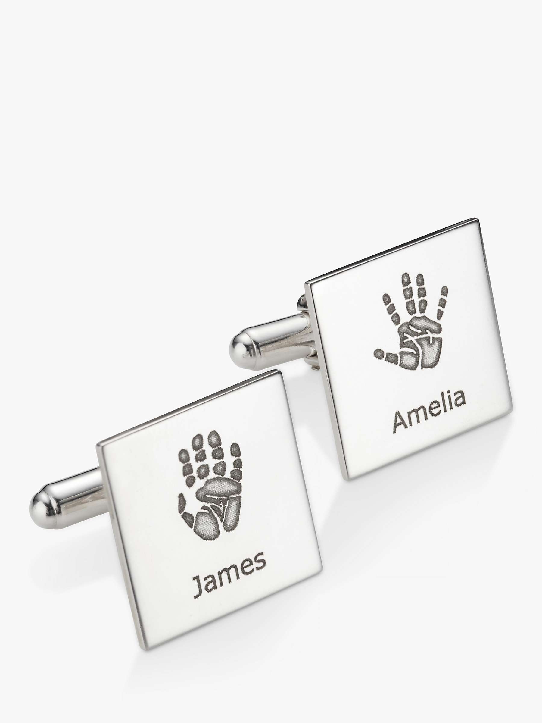 Buy Under the Rose Personalised Hand or Foot Print & Name Cufflinks, Silver Online at johnlewis.com
