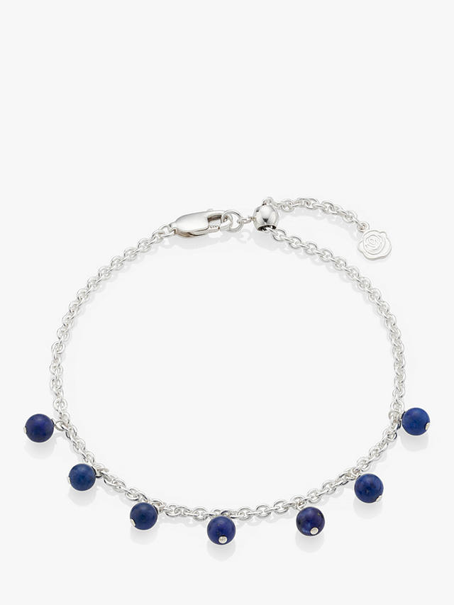 Under the Rose Birthstone Lapis Lazuli Chain Bracelet, Silver