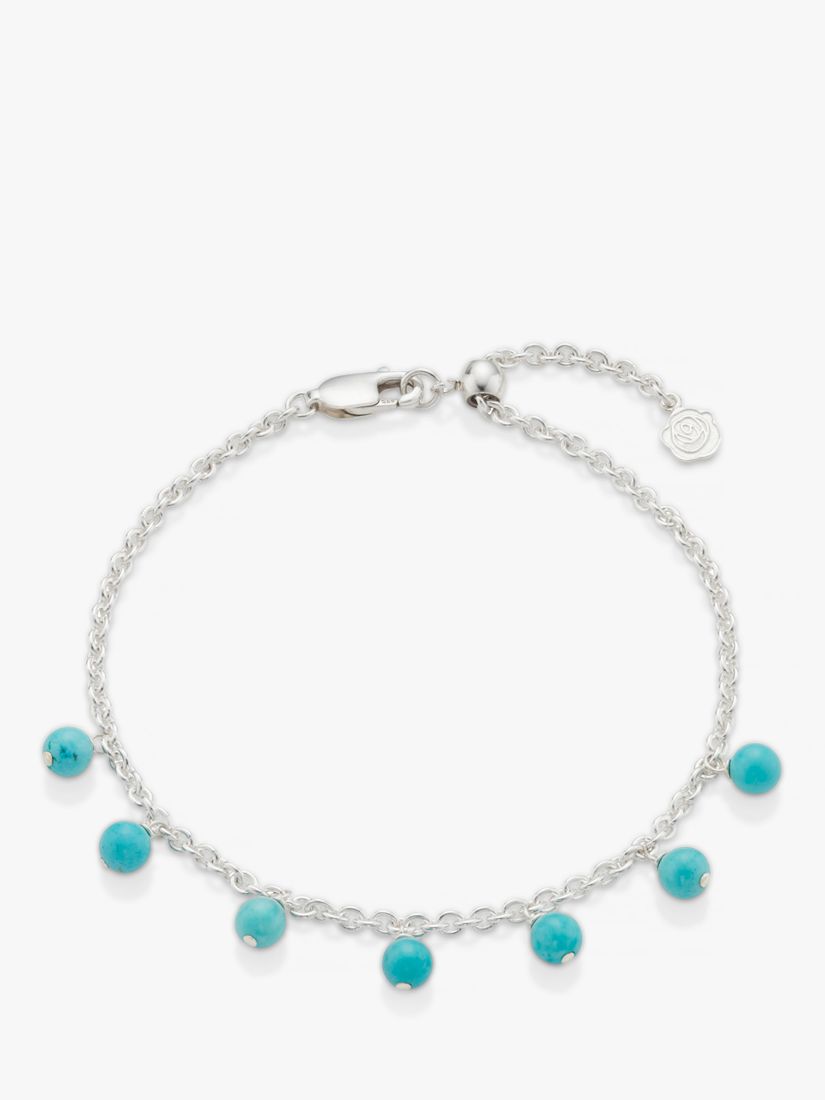 Under the Rose Birthstone Turquoise Chain Bracelet, Silver at John ...