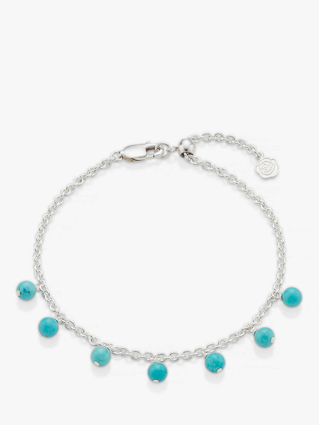 Under the Rose Birthstone Turquoise Chain Bracelet, Silver