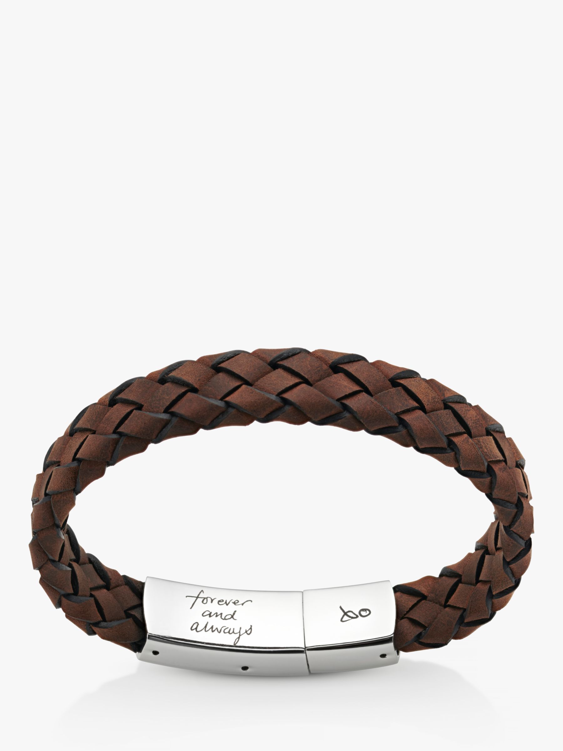 Under the Rose Personalised Men's Woven Leather Bracelet, Brown at John  Lewis & Partners
