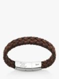 Under the Rose Personalised Men's Woven Leather Bracelet, Brown