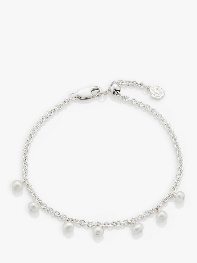 Under the Rose Birthstone Pearl Chain Bracelet, Silver 
