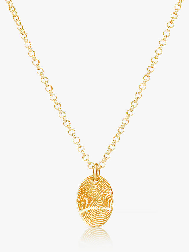 Under the Rose Personalised Fingerprint Oval Pendant Necklace, Gold