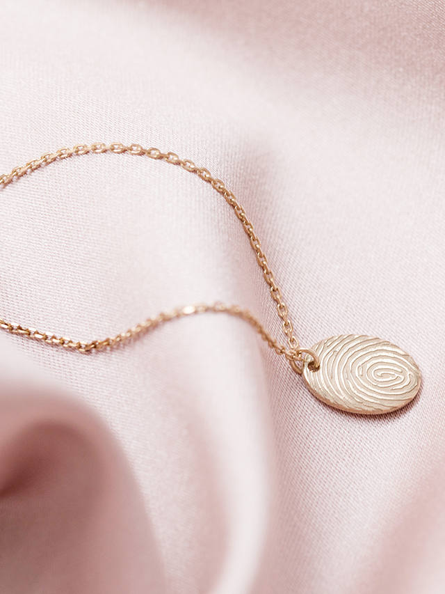 Under the Rose Personalised Fingerprint Oval Pendant Necklace, Gold