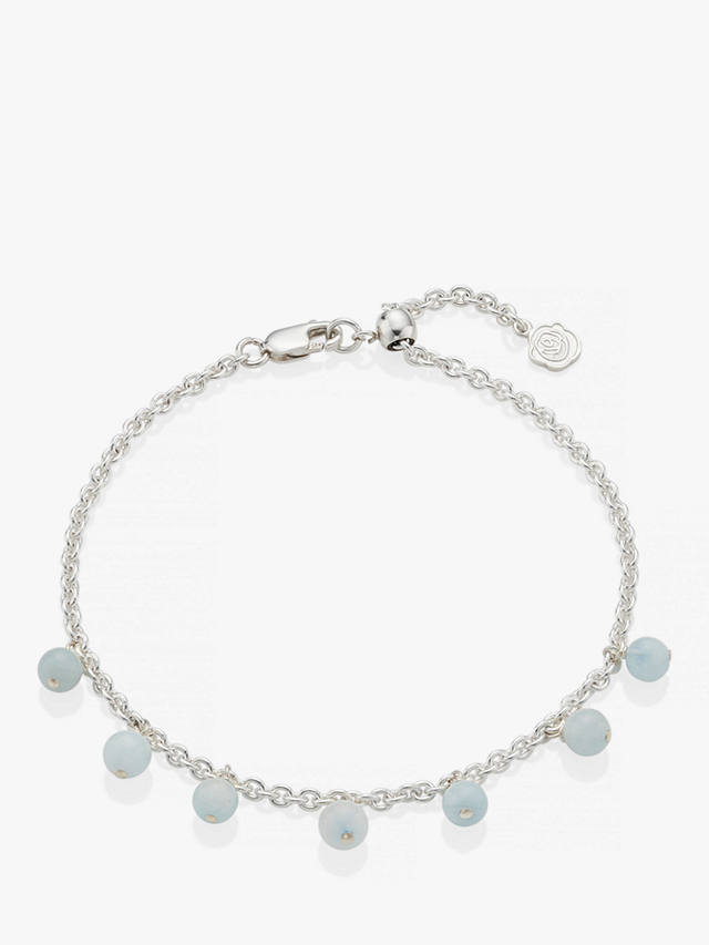 Under the Rose Birthstone Aquamarine Chain Bracelet, Silver 