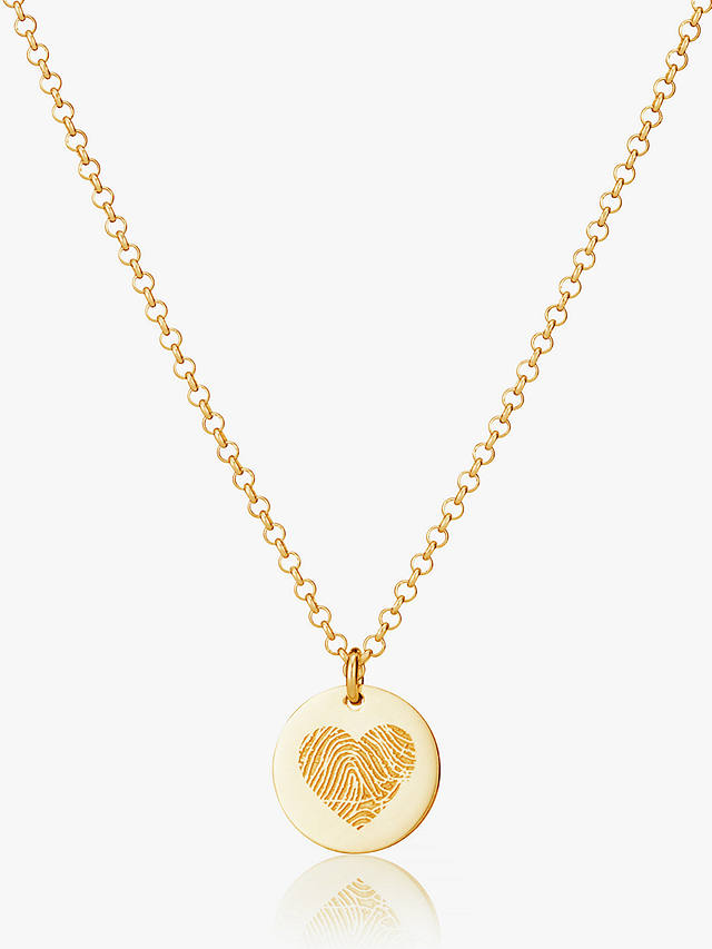 Under the Rose Personalised Fingerprint Heart Pendant Necklace, Gold 